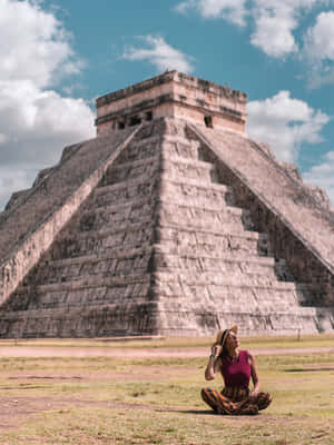 Chichen Itza Mexico El Castillo Woman Wallpaper