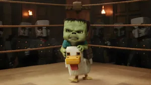 Chicken Jockey In Wrestling Ring Wallpaper