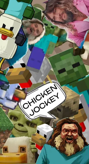 Chicken Jockey Minecraft Meme Wallpaper
