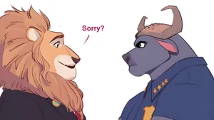 Chief Bogo And Lion Character Wallpaper