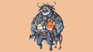 Chief Bogo With Judy And Nick Wallpaper