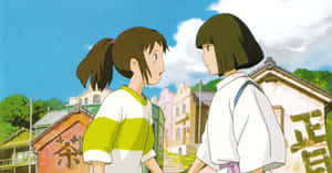 Chihiroand Haku Spirited Away Encounter Wallpaper