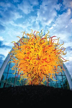 Chihuly Glass Sculpture Under Blue Sky Wallpaper