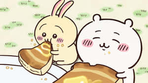 Chiikawa Characters Enjoying Treats Wallpaper