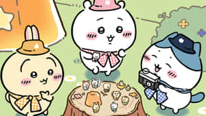 Chiikawa Characters Having Tea Wallpaper