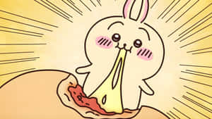 Chiikawa Enjoying Pizza Wallpaper