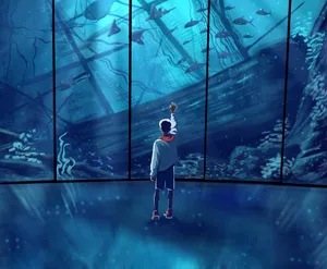 Child Admiring Aquarium Wonders.jpg Wallpaper