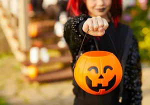 Child Halloween Costume Pumpkin Bucket Wallpaper