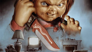 Child's Play Chucky Comic Artwork Wallpaper