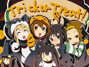 Children In Halloween Costumes Enjoying Trick-or-treating Wallpaper