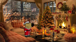 Chill Guy Christmas Cozy Living Room Wallpaper