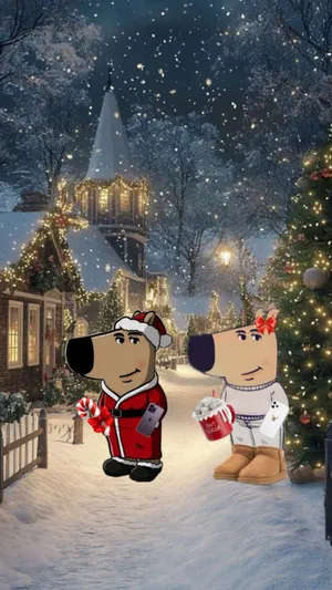 Chill Guy Christmas Festive Scene Wallpaper