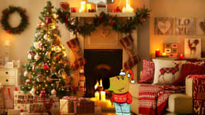 Chill Guy Christmas Living Room Wallpaper
