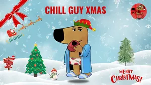 Chill Guy Christmas Scene Wallpaper