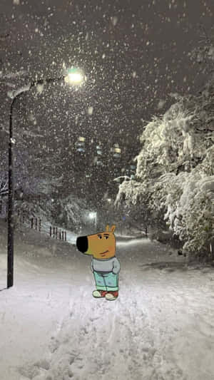 Chill Guy Christmas Snowfall Wallpaper