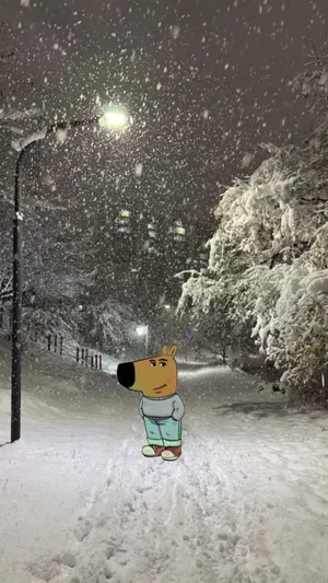 Chill Guy Christmas Snowfall Wallpaper