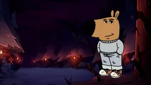 Chill Guy In Dark Cave Wallpaper