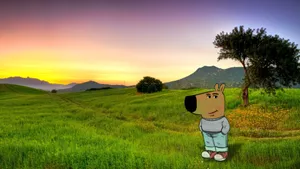 Chill Guy In Serene Landscape Wallpaper