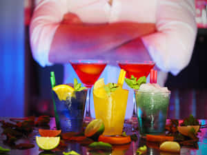 Chilled Summer Drinks In Bright Daylight Wallpaper