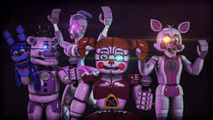 Chilling Animatronics From Fnaf Sister Location In Action Wallpaper