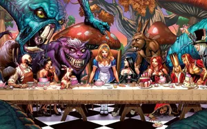 Chilling Cartoon Horror Scene Wallpaper