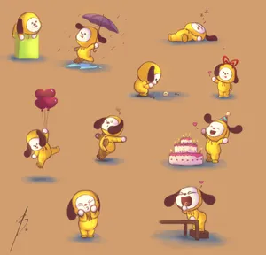 Chimmy Bt21 Cartoon Fanart Wallpaper