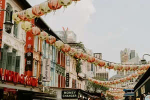 Chinatown Singapore Lanternsand Shophouses Wallpaper