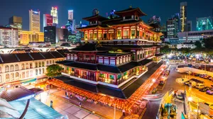 Chinatown Singapore Night View Wallpaper