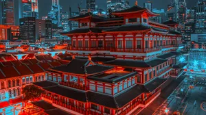 Chinatown Singapore Nighttime Architecture Wallpaper