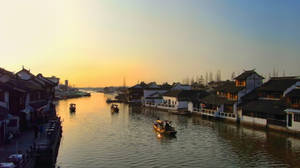 Chinese Houses During Sunset Wallpaper