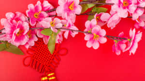 Chinese Knots With Cherry Blossoms Wallpaper