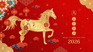 Chinese New Year 2026 Horse Celebration Wallpaper