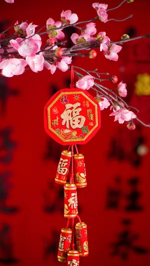 Chinese New Year Firecracker Decoration Wallpaper
