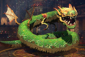 Chinese Paper Green Dragon Wallpaper