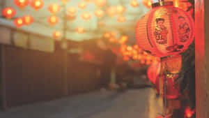 Chinese Red Lanterns Festival Decor Wallpaper