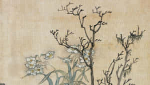 Chinese Watercolor Floral Art Wallpaper