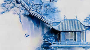 Chinese Watercolor Landscape Art Wallpaper