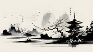Chinese Watercolor Landscape Art Wallpaper