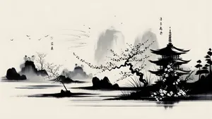 Chinese Watercolor Landscape Art Wallpaper