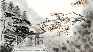 Chinese Watercolor Landscape Painting Wallpaper
