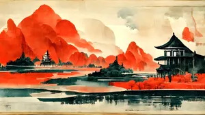 Chinese Watercolor Landscape Painting Wallpaper