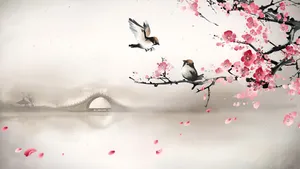 Chinese Watercolor Serenity Wallpaper