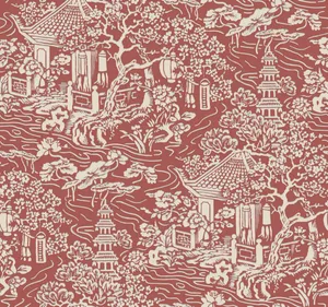 Chinoiserie Red Background Wallpaper