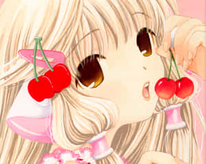 Chobits Anime Character With Cherries Wallpaper