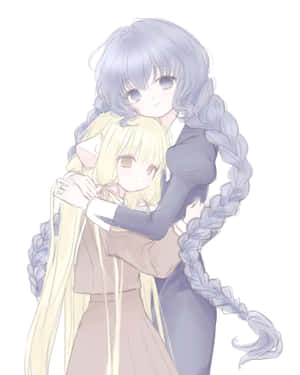 Chobits Characters Yuzukiand Freya Embrace Wallpaper