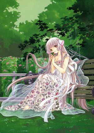 Chobits Chi At Garden Wallpaper