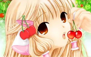 Chobits Chi Loves Cherries Wallpaper