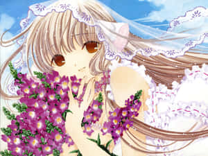 Chobits Freya Floral Embrace Wallpaper