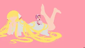 Chobits Sumomoand Chii Pink Backdrop Wallpaper