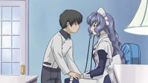 Chobits Yuzukiand Hideki Conversation Wallpaper